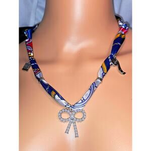 Whispers of Elegance – Romantic Silk Scarf Necklace with Pearl Bow Charm